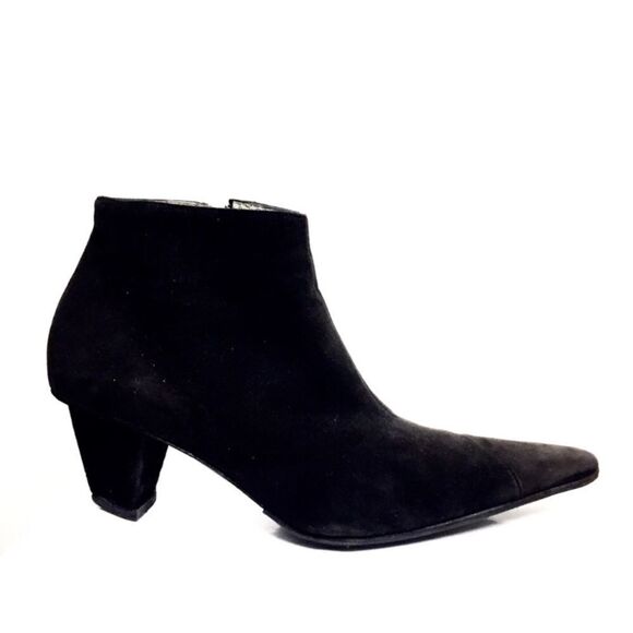 ROBERT CLERGERIE Paris Suede Ankle Boot Heel Black 6.5 - Picture 3 of 8